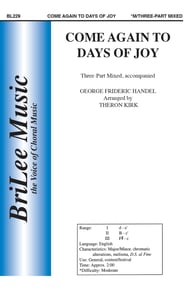 Come Again to Days of Joy Three-Part Mixed choral sheet music cover Thumbnail